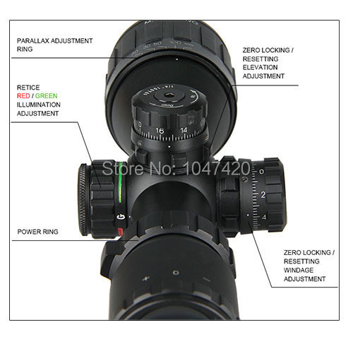 3 9x32 green and red illuminated tactical airsoft gun riflescope shooting hunting equipment with 10mm or