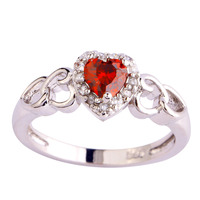 Fashion Jewelry Heart Cut Ruby Spinel 925 Silver Ring Size 6 7 8 9 10 11 12 Romantic Pretty New Design Gift For Women Wholesale