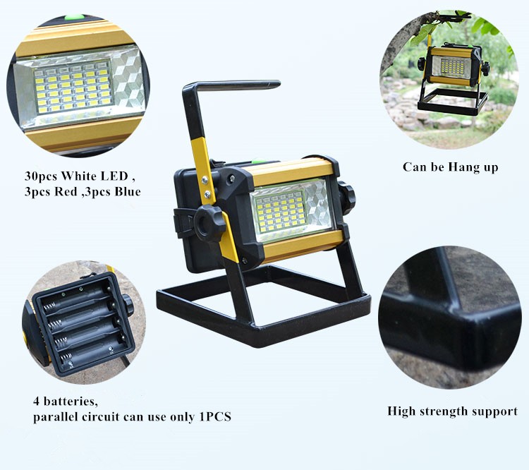 Smd2835 36 Leds 30W Rechargeable Led Floodlights Waterproof Portable
