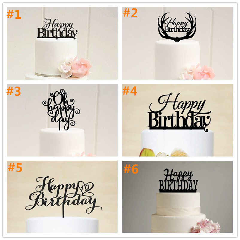 Free Shipping Happy Birthday Acrylic Cake Topper Birthday Party Cake Toppe Baby Shower Cake Topper First Birthday Cake Stand