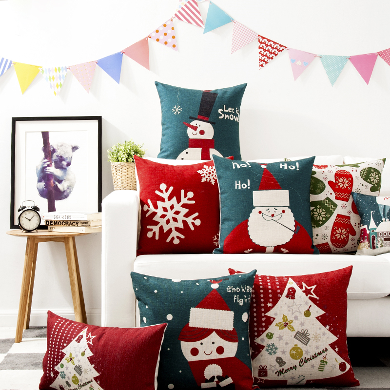 Christmas Home Decorative Pillow Case Vintage Linen Pillow Santa X max Angel Gloves Cushion ...