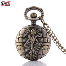 Vintage Tim Burtons Movie Theme Pendant The Nightmare Before Christmas Pocket Watch Quartz Watch Skull Charm Accessory Gift P998