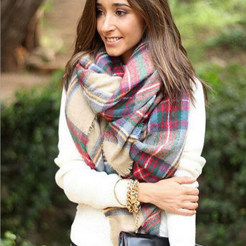 Selljimshop Scarf Wrap Shawl Plaid Cozy Checked Women Lady Blanket Oversized font b Tartan b font