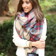Selljimshop Scarf Wrap Shawl Plaid Cozy Checked Women Lady Blanket Oversized font b Tartan b font