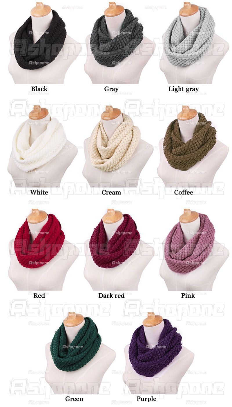 2015 New Winter Hot Fashion Women Warm Knit Neck Circle Wool Cowl Snood Long Scarf Shawl