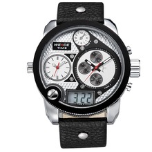Weide WH2305 Relogios cuero Skmei reloj de vestir hombres de lujo de cuarzo analógico reloj militar deportes alta calidad 3 viuda pantalla