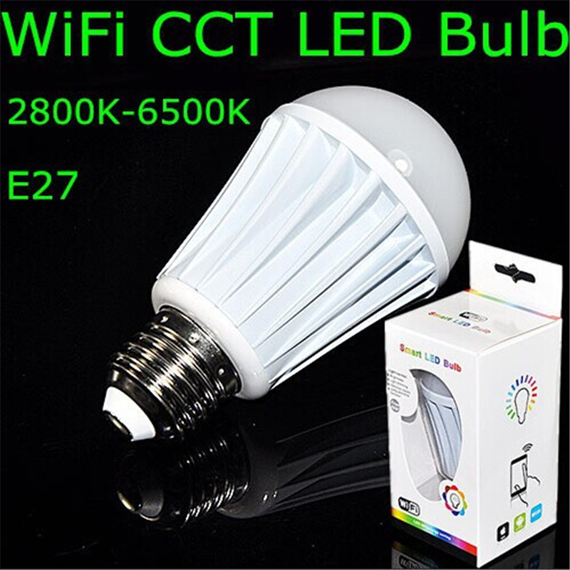 Фотография E27 Led Bulb Wifi Change Color Temperature AC85-240V 7W CCT (2800-6500K,Warm White to White)for Android or IOS