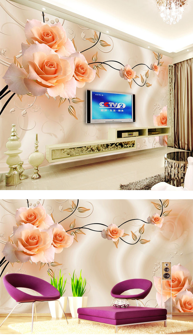 Free Shipping Tv Background Wall Wallpaper Large Wall Painting