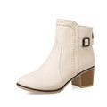 Autumn Women s Boots Thick Round toe Zapatos Mujer PU Leather Thigh High Pump Boots Motorcycle