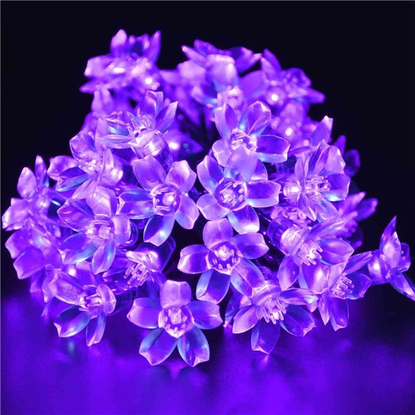Solar Fairy String Lights 21ft 50 LED Purple Blossom (6)