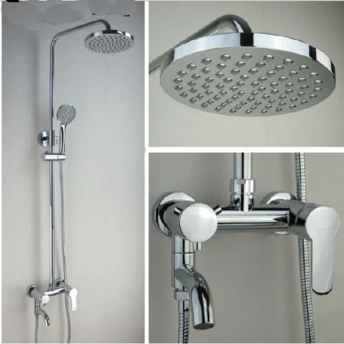 Wall-Mounted-Exposed-Shower-Faucet-Set-Round-Rain-Shower-Head-Bathtub-Mixer-Tap
