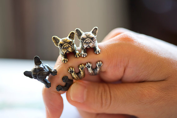 Hot Selling 1 Pcs French Bulldog Ring Stretched Animal Rings for Women 2015 Bulldog French Fine