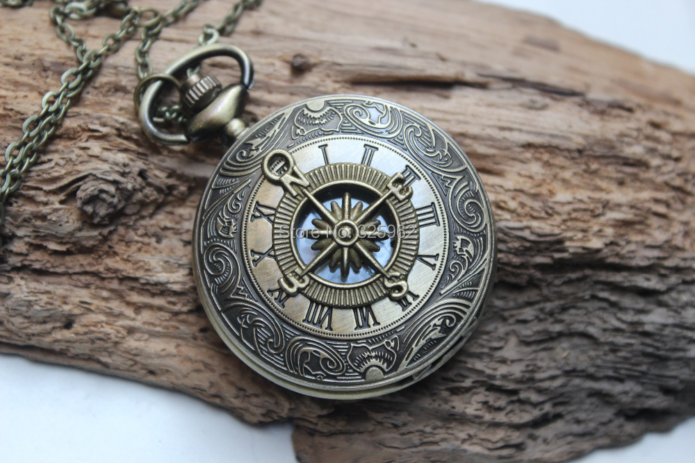 Wholesale the compass pocket watch necklace steampunk watch giftin
