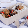 1000ml Korean Style Wheat Straw Dinner Box Bento Lunch Box Biological Degradable Material Tableware Set Food