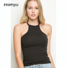 Free shipping Sexy Fitness Halter Slim fit Camis New Brandy Melville crop Top Camisetas Tank Vest Striped Line Halter Straps Tee