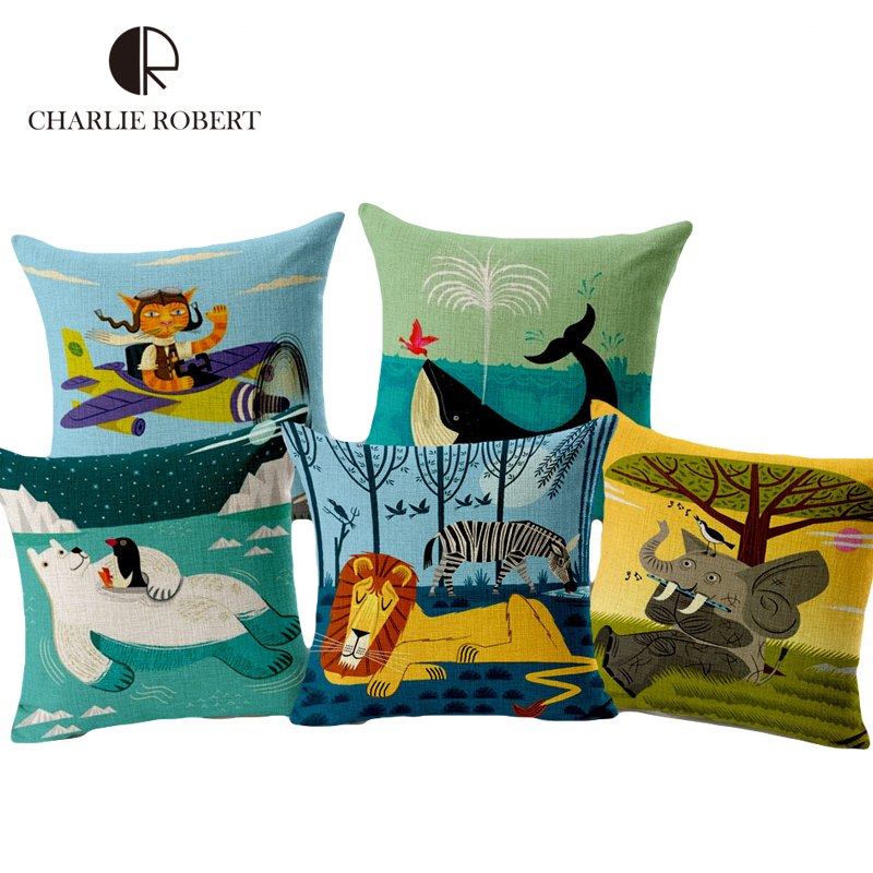45*45cm Decorative Cushions Forest Animals Decor Throw Pillows Sets Fashion European Style ...