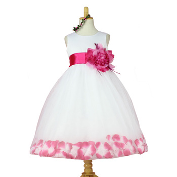 2015 новые зимние девушки одеваются девочки лепесток розы подол пачка цвет платья милые платье принцессы девушки детское платье