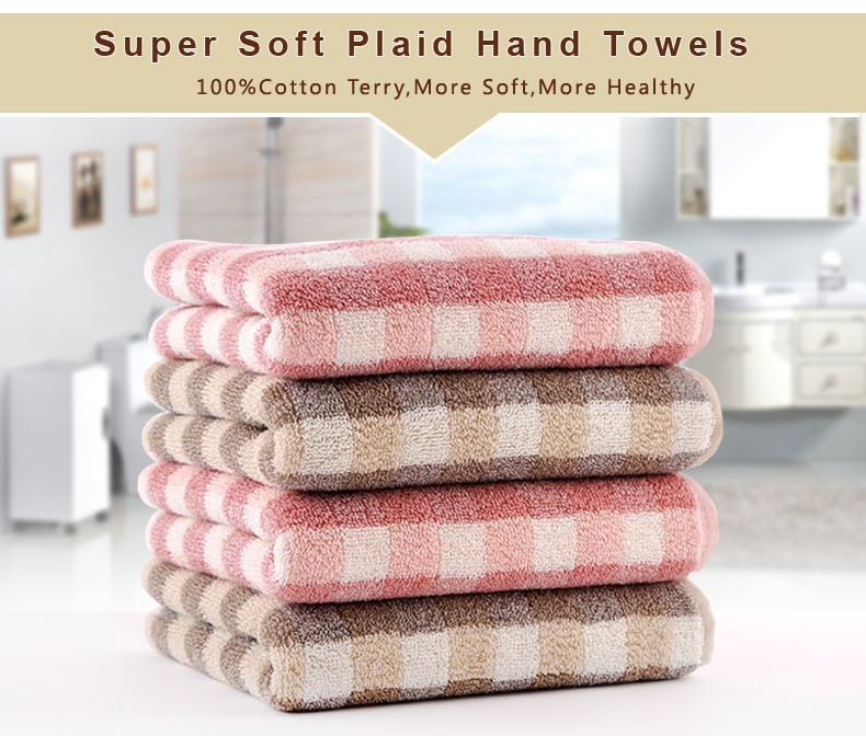 2PC Collection Cotton Brown Hand Towels Plaid Towel Wholesale Lots New