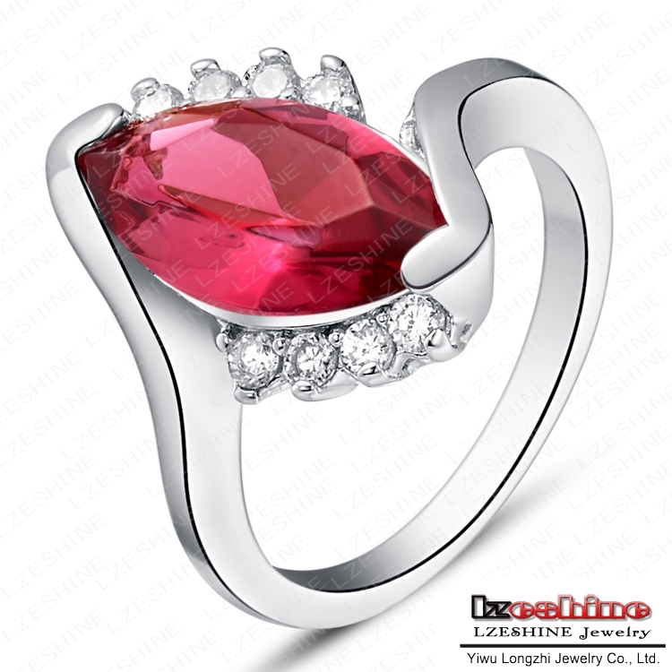 Elegant Women Rings Retro Crystal Jewellery Real Platinum Plated Red Ruby Imitation Diamond Ring WX RI0138