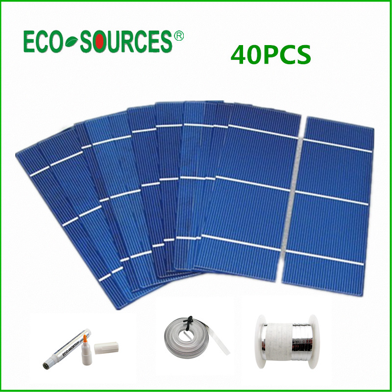 40pcs 2x6 solar cell for DIY solar panel +16m tap wire 3m bus wire+flux pen ,free shipping@#