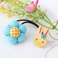New Summer Style Girls Elastics Hair Tie Flower With Rabbit Ear scrunchy Baby Hair Rope Hair