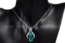 ROXI Christmas Gift Fashion Jewelry Platinum Plated Statement Luxury Green Stone Necklace For Women Party Wedding