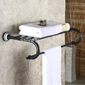 Oil Rubbed Bronze Wall Mounted Single Towel Rack Bathroom Brass Bath Towel Shelf Towel Bar