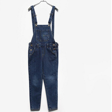 2014 New Free shipping Plus size Korean New Womens Jumpsuit Denim Overalls Casual Skinny Girls Pants