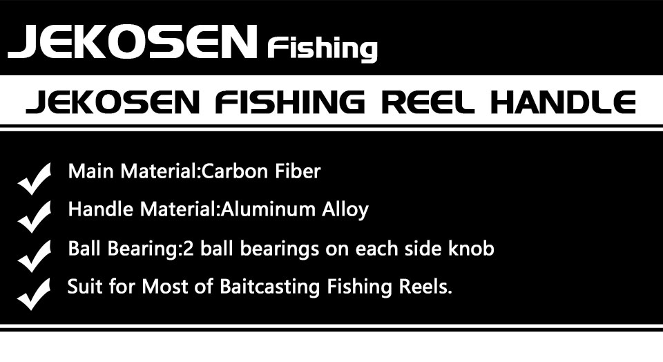 JEKOSEN NEW Replacement Carbon Fiber Straight Reel Handle for Baitcasting Reels