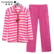 Song Riel autumn and winter fashion fleece lovers male striped pajamas comfortable tracksuit suit Ms Rose