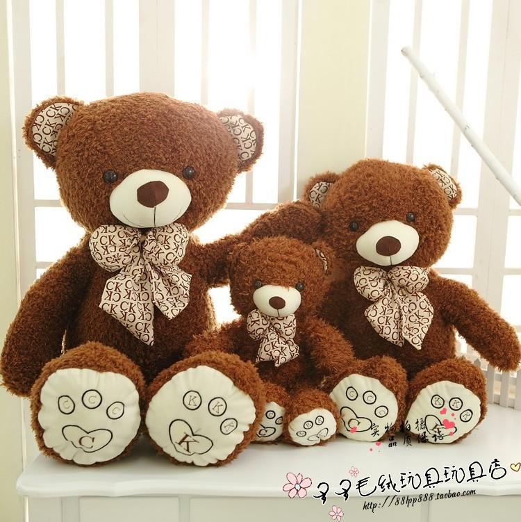 free shipping 60cm scarf teddy bear plush toy dark brown bear kod's gift b7778
