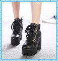 Punk Boots Spring Autumn Fashion Womens Shoes Heels Lace Up Platform