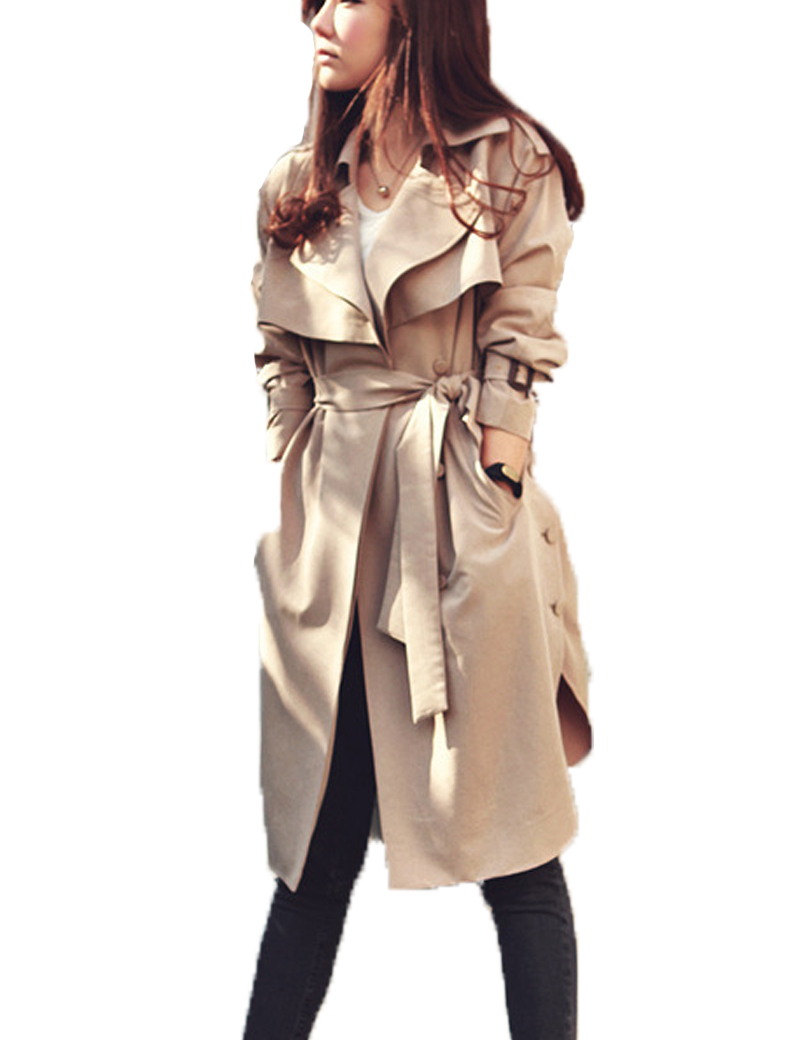 New Fashion Spring Autumn Women Trench Coat Long Outwear Plus Size Waist Slim Trench Coat for Women With Belt Spring Coat