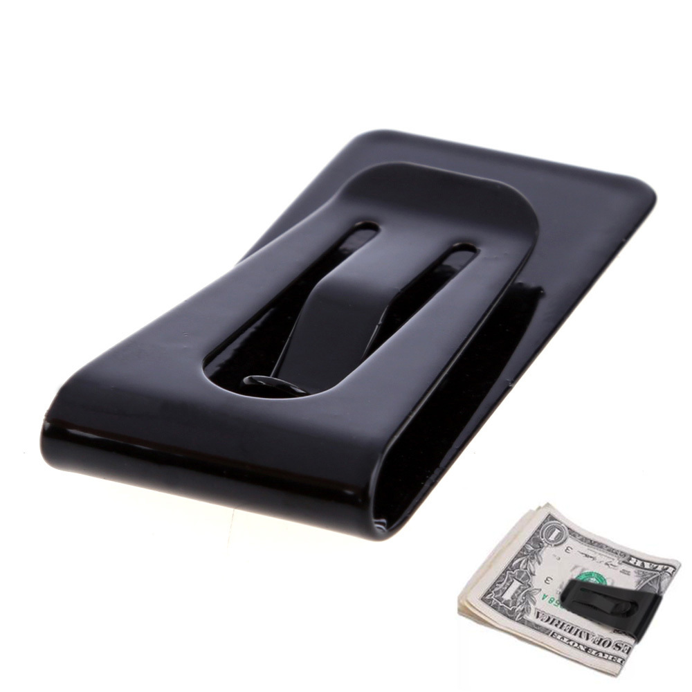 New Stainless Steel Black Slim Pocket Cash Money Clip Holder