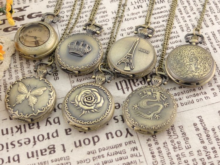 Antique Retro Vintage Ball Metal Steampunk Quartz Necklace Pendant Chain Small Pocket Watch For Gift