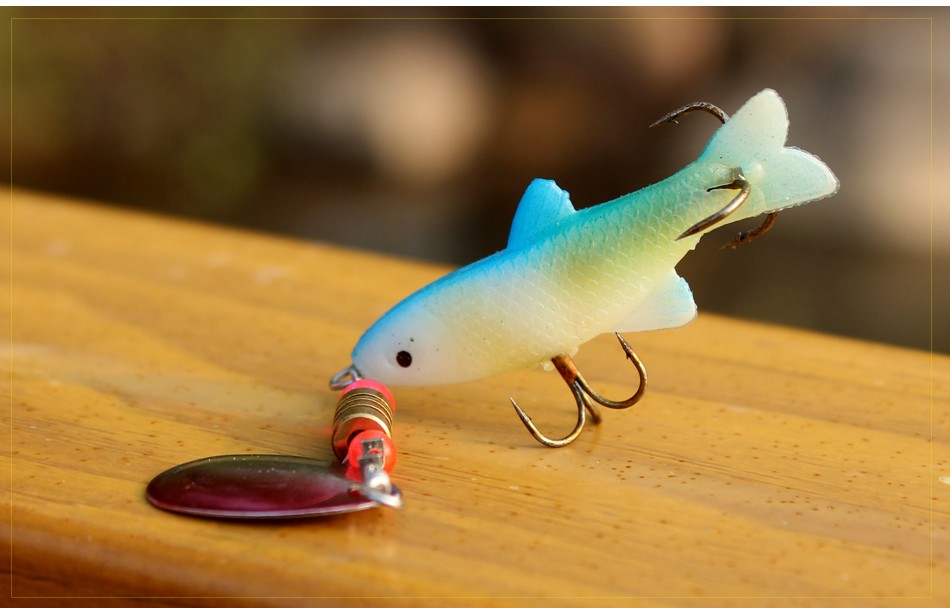 24pcs/lot 9cm//3.54in Soft Fishing Lures Minnow Spinner Rubber Fishing