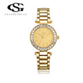 2016 GS Brand Luxury Fashion Casual Women Crystal Quartz Watch Ladies Stainless Steel Watches Girl Rhinestone
