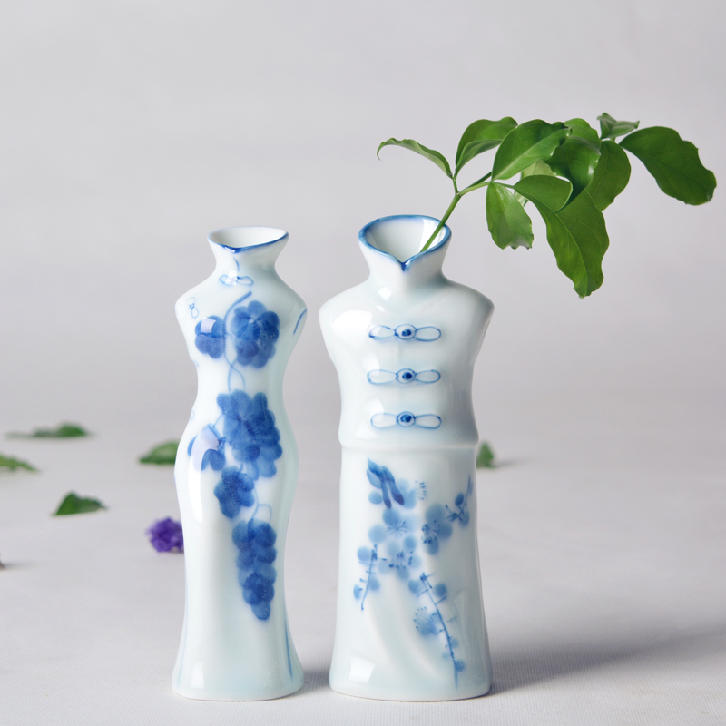Chinese Porcelain Vases Blue White Blue White Porcelain Jars Ceramic Statues Porcelain Decorations Pottery Enamel