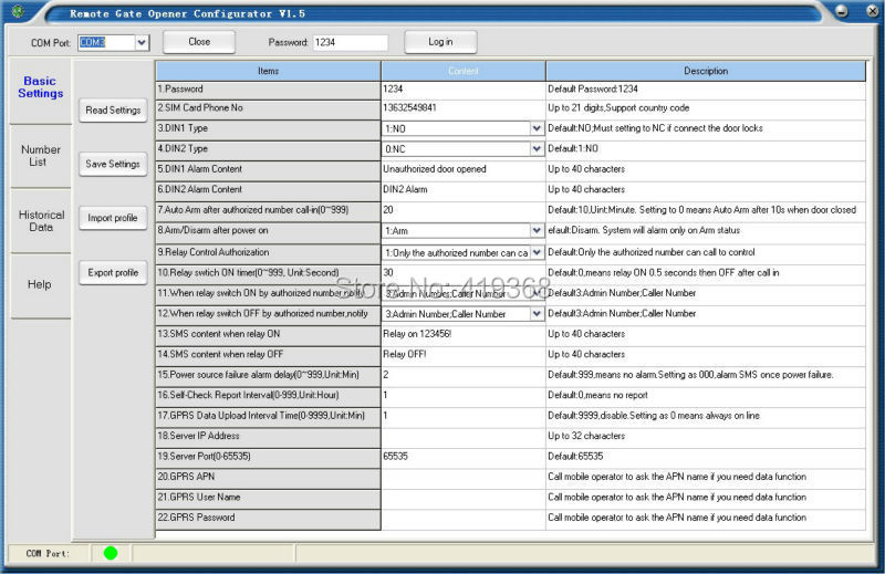 RTU5025 PC Configurate software 1 basic settings