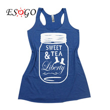 Sweet Tea & Liberty – Flowy Eco Tri-Blend Women’s Tank Top. Sizes XS-XL. 4th of July Tank Top. Southern Pride T-Shirt.