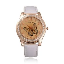 W1 LZ Jewelry Hut Wholesale Fashion 10 Colors Leather Rhinestone Butterfly Women Dress Watches Relogio Feminino
