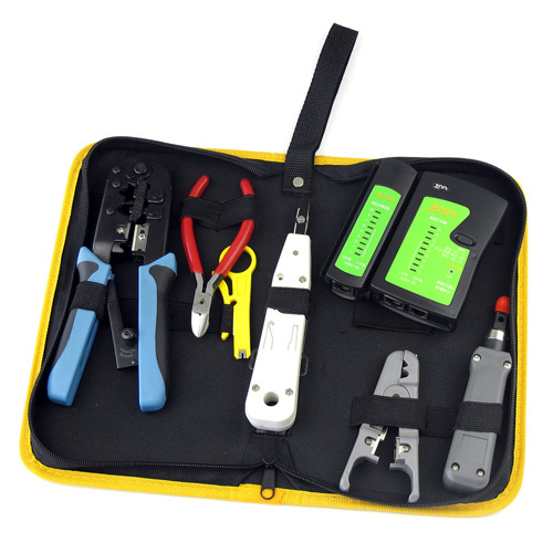 7 In 1 Network Tool Kit- RJ45 RJ11 Lan Cable Tester, Wire Stripper, Crimper, Punch Down Tool, Diagonal Nipper
