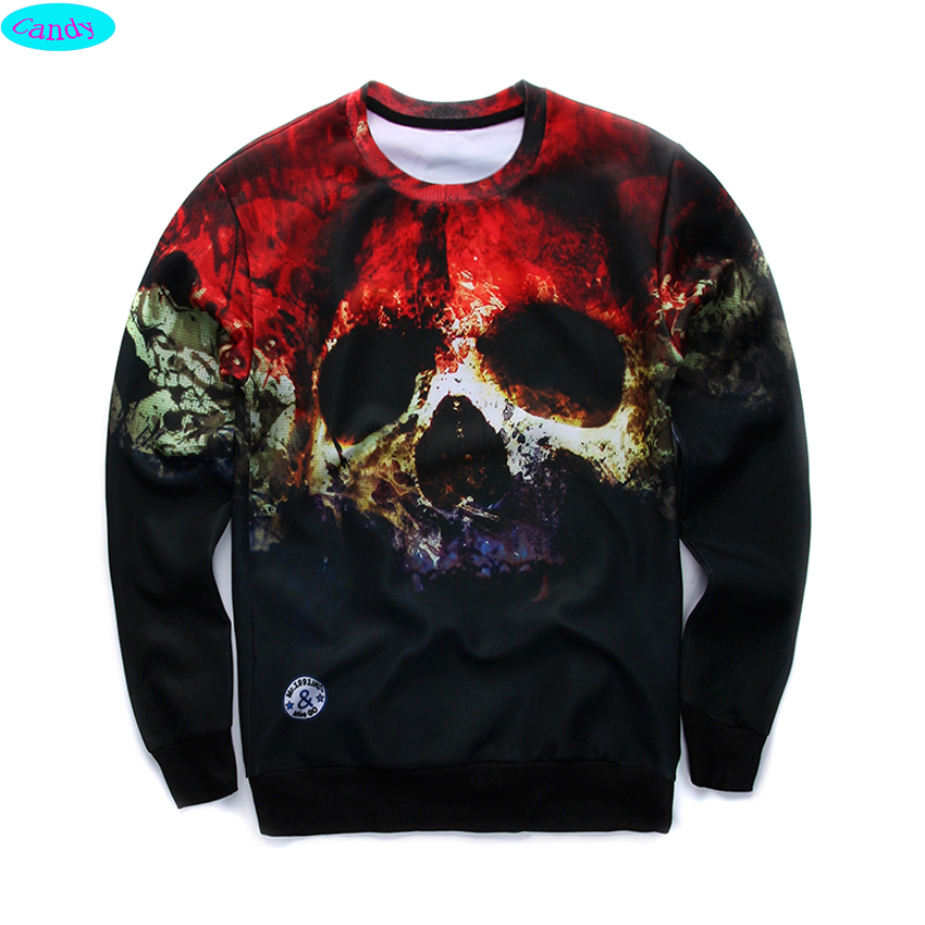 new arrive street fashion 3D Horror Skull printed hoodies boys teens Spring Autumn thin sweatshirts big