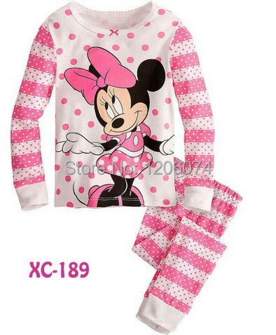 baby girl's fashion minine dot striped pajamas set children cartoon pyjamas kids brand clothing 6sets/lot XC189