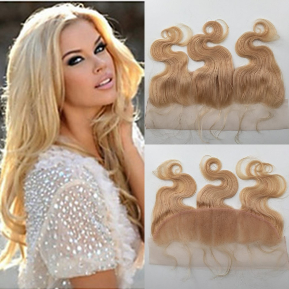 Фотография 613 blonde Lace Frontal 13*4 lace Closure body wave European hair 613# New arrival hair lace frontal