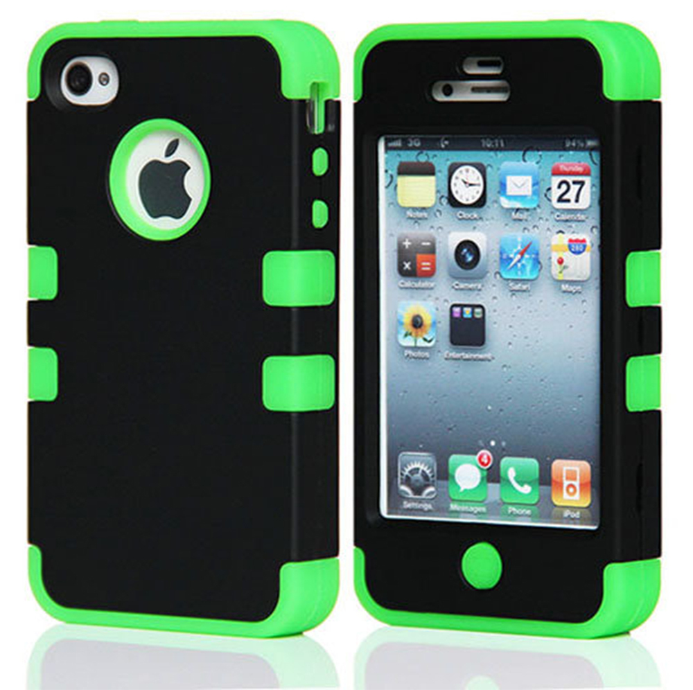 Rugged Armor Heavy Duty Hybrid Phone Case Stand Cover For Apple iphone 4 4S 4G 4GS