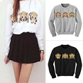 Women Hoodies Long Sleeve O Neck Women Sweatshirt 3D emoji printed Women Clothing Fleece Hoodie Plus