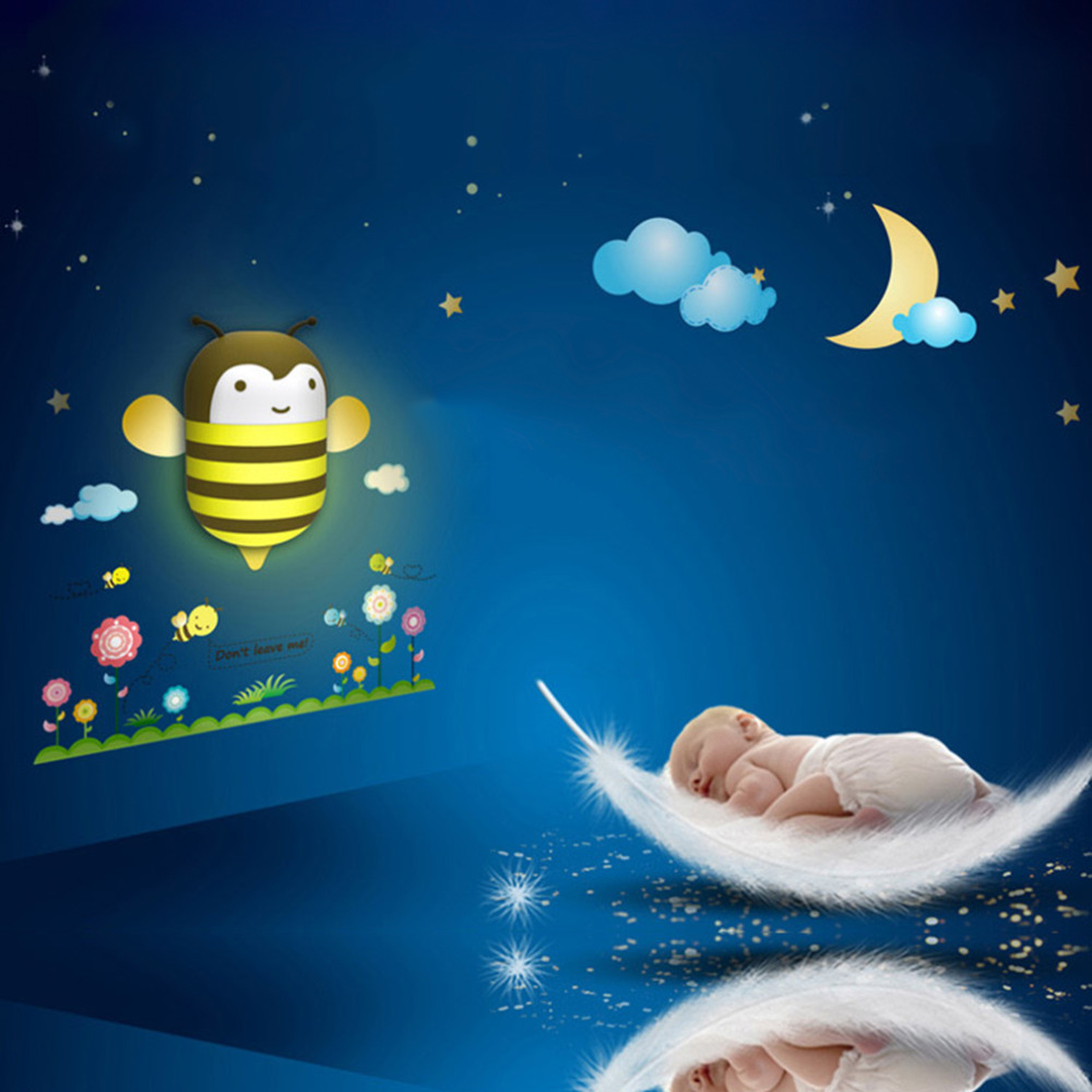 Wireless Cute Animal Shape Baby Bedroom LED Night Lights+DIY Stickers