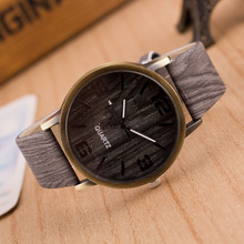 Simulation Wooden Quartz Men Watches Casual Wooden Color Leather Strap Watch Wood Male Wristwatch Relojes Relogio