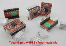 5pcs/lot A4988 Pololu StepStick Reprap Stepper Motor Driver + 5pcs heat sink, 3D Printer Driver